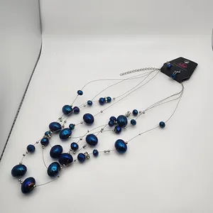 NWT Paparazzi Blue Cosmic Real Estate Necklace & Earrings Set thumbnail 2