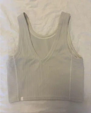 Lululemon Cropped Ribbed Tank Top Off-White 2 thumbnail 1