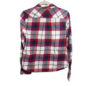 American Eagle Outfitters Womens Sz M Favorite Fit Flannel Shirt Plaid Red Black thumbnail 5