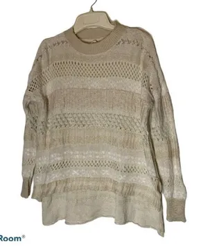 ABV) BILLABONG sweater women's size‎ S white open weave boxy small women thumbnail 1
