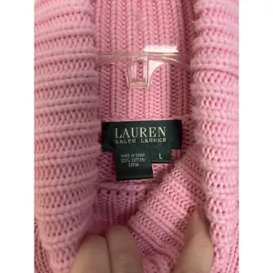 Y2K Lauren Ralph Lauren Pink Chunky Cable Knit Turtleneck Sweater M/L Preppy thumbnail 4