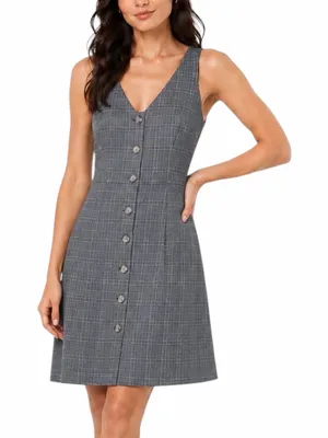 Show me Your Mumu Gray Arlette Plaid Mini Dress Button Front Size M thumbnail 1