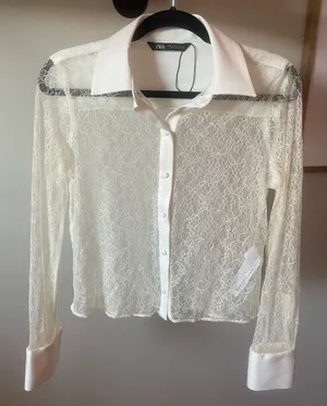 Zara Lace Button up Top NWOT thumbnail 1