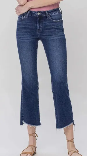 Lovervet dark wash high rise step hem jeans size 26 thumbnail 1