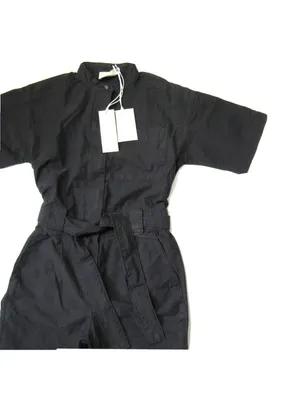 NWT Everlane The Fatigue Short-Sleeve Jumpsuit in Black Belted Cotton Utility 6 thumbnail 7