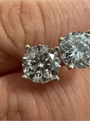 14K White Gold Lab Grown Diamond Stud Earrings thumbnail 4