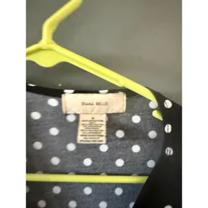 Diana Belle Womens Black White Polka Dot Tie Neck 3/4 Sleeve Blouse Top‎ Size S thumbnail 3