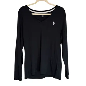 US Polo Assn Womens Black V Neck Long‎ Sleeve Classic Fit T Shirt Size XL thumbnail 7