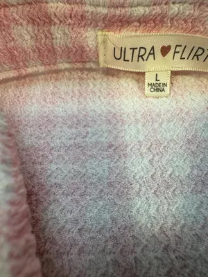 Ultra Flirt Two Piece Set Juniors Size L Plaid Pink Short Sleeve Button Down NWT thumbnail 5