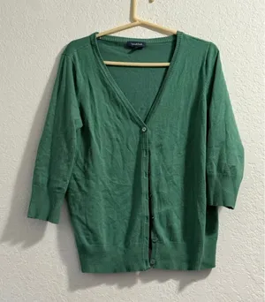 ModCloth Sweater ModCloth Cardigan Knit Sweater Women 1x Green Cardigan Sweater thumbnail 1