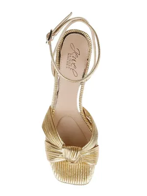 Jewel Badgley Mischka True Kitten Heel Sandals Wrap Strap Gold Yellow 6.5M thumbnail 15