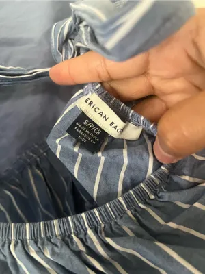 American Eagle Blue White Stripe Poplin Peplum Top Small 100% Cotton Coastal thumbnail 5