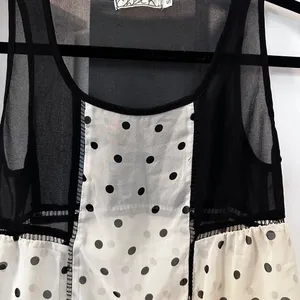 Chloe K black & white polka dot flowy tank blouse thumbnail 3