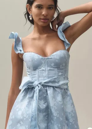 V. Chapman Veronica Corset Ruffle Side-Slit Dress thumbnail 2