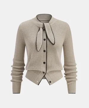 Commence New Knit Wool Blend Cardigan with bow tie medium thumbnail 1