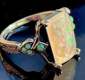 Gorgeous Opal ring size 9 simulated opal Very colorful sparkly and pretty! New thumbnail 1