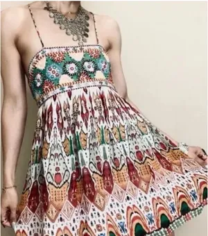 ZARA Embroidered Bohemian Colorful Mini Festival Sun Dress NWOT thumbnail 1