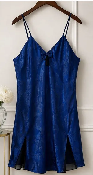 Victorias Secret Lingerie Size M Blue Satin Slip Dress Mini Chemise Sexy Vintage thumbnail 1