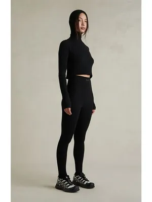Fear of God ESSENTIALS Waffle Leggingsin Black Large New Womens Knit Pants thumbnail 14