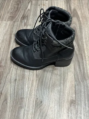 torrid Black Lace-Up Heeled Combat Boots thumbnail 5