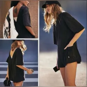 Free People Movement NWOT Hot Shot Tee Romper Washout Black Size S thumbnail 5
