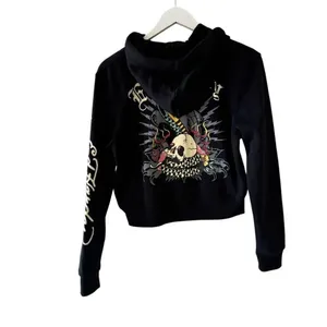 Ed Hardy Black Snake Skull Logo Cropped Zip Up Hoodie Sweatshirt SZ S #2290 thumbnail 7