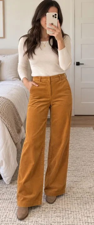 NWT J.Crew Cognac Corduroy Wide Leg Pants Size 2 thumbnail 1