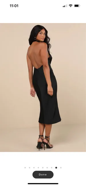Lulus Midi Dress Black Satin thumbnail 9