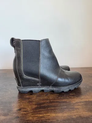 Sorel Joan Of Arctic Wedge II Chelsea Boot Quarry Dark Gray Pebbled Leather 8 thumbnail 4