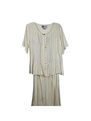 Women's Cream and Tan Dress thumbnail 2