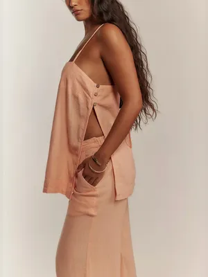 NWT Free People Free-Est Sightseer Linen Set - Honeyed Apricot Peach - XS thumbnail 6