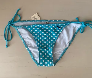 Y2k NWT abercrombie and fitch blue polka dot side tie low rise bikini bottoms thumbnail 2