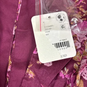 Free People Dress Womens Small Purple Floral Smocked Fit Flare Mini Long Sleeve‎ thumbnail 5