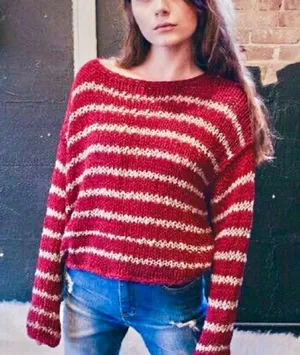 FREE PEOPLE Over Easy‎ Striped Open Chunky Knit Sweater C31 thumbnail 1
