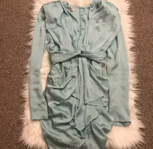 House Of CB PASCALE aqua drape mini dress. thumbnail 4