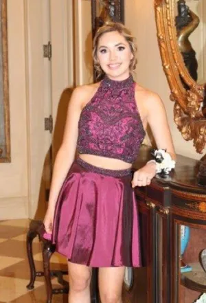 Sherri Hill Plum homecoming dress thumbnail 1