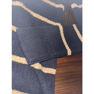 Lauren Ralph Lauren Black Gold Striped Sweater Toggle Medium Sparkle Metallic thumbnail 5