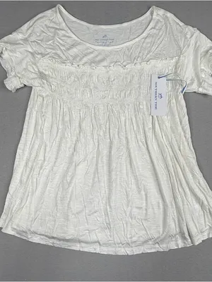 Southern Tide Smocked Babydoll Top Womens XS White NWT Ruffle Coastal Preppy thumbnail 1