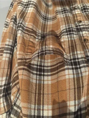 Woman’s GAP Tan and Black Plaid Flannel Shirt in size S thumbnail 3