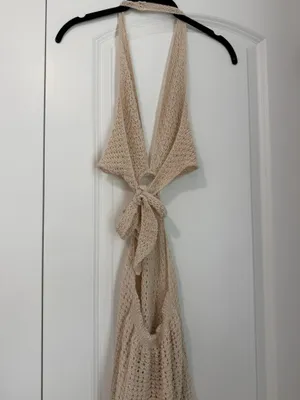 Tan knit swim cover up thumbnail 4