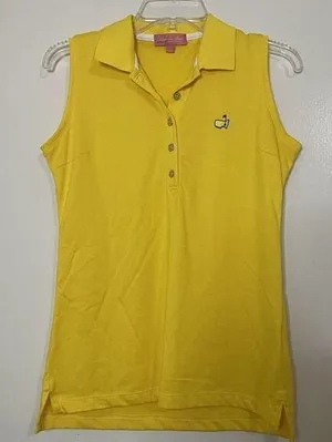 Magnolia collection Masters logo yellow pima cotton sleeveless golf polo small thumbnail 1
