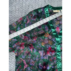 Victoria's‎ Secret Vintage 90's GOLD LABEL Floral Satin Sheer Sleep Lounge Top M thumbnail 7