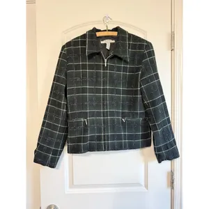 Old Navy Vintage Y2K Old Navy Zip Up Plaid Jacket Blazer‎ Women’s Medium Green thumbnail 9