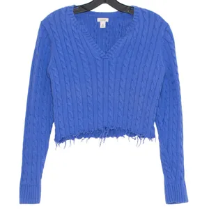 LL Bean Cable Knit Sweater Crop Distressed Grunge Fisherman Coastal Grandma M thumbnail 1