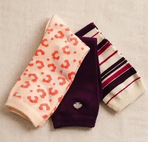 Kate Spade New York Women’s Socks 3-Pack Leopard Stripe Plum NWT thumbnail 1