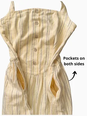 Universal Threads Halter Drop Waist Stripe Linen Blend Mini Sundress Yellow Sz M thumbnail 9