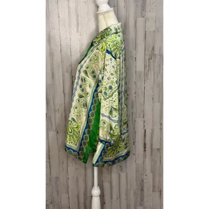 Zara Women's Paisley Print Button-Up Blouse Green Blue‎ Size Small thumbnail 6