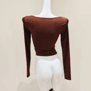 Brown Long Sleeve Crop Top thumbnail 4