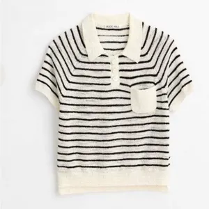 Alex Mill Clifford Sweater in a black and ivory striped Small thumbnail 4