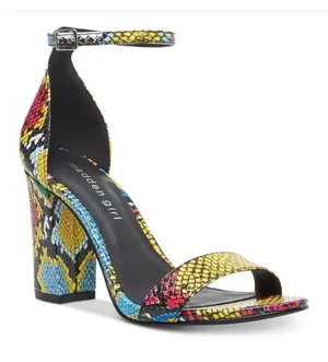 Madden Girl Bella Multicolored Block Heel Open Toe Shoes Sandals 7.5 Snakeskin thumbnail 1